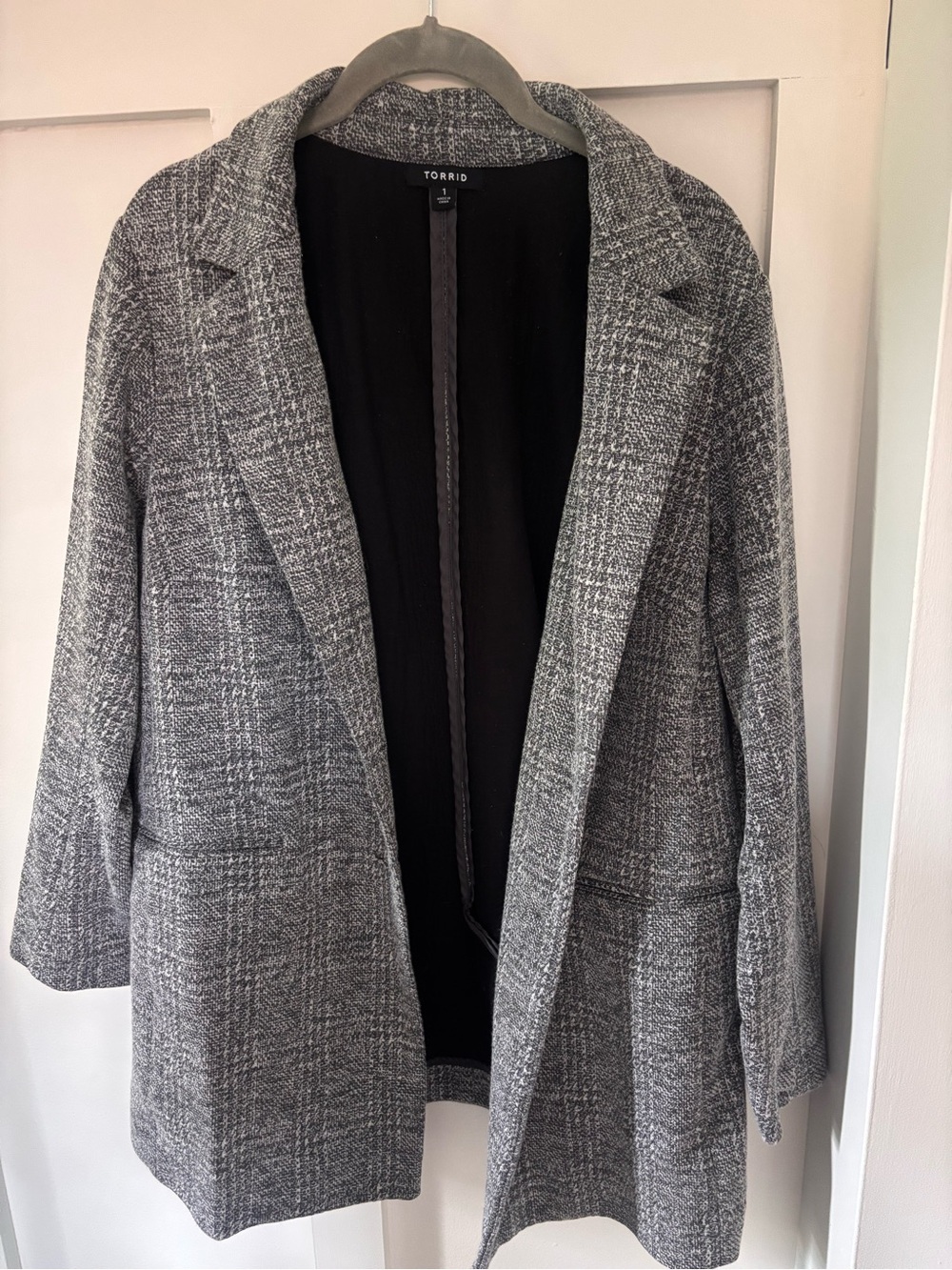 Torrid Gray Plaid Tweed Blazer Coat Size 1XL